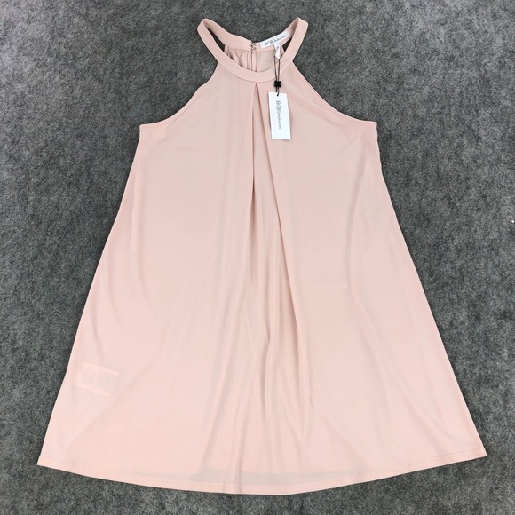 NEW BCBGeneration Womens Dress Medium Pink Rose Halter Sleeveless Pleated Mini - Picture 1 of 12